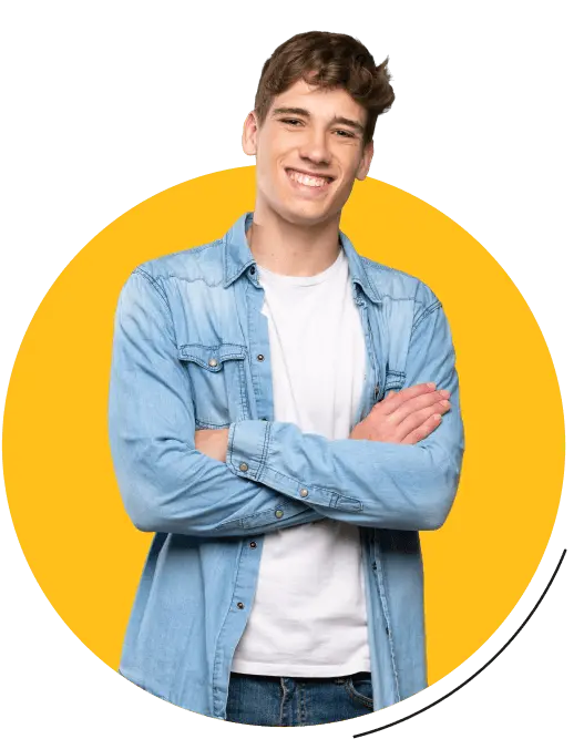 a student with his arms crossed